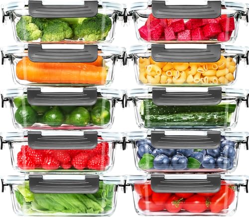 10 Pack Glass Meal Prep Containers (10 Count)