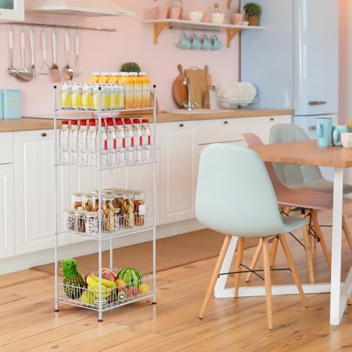 Water Bottle Holder Organizer 4 Tier Drink Can Shelf Organizer Rack for Floor Freestanding Water Bottle Rack Stand Beverage Storage Shelf for Pantry Kitchen Food Storage (4 Count)