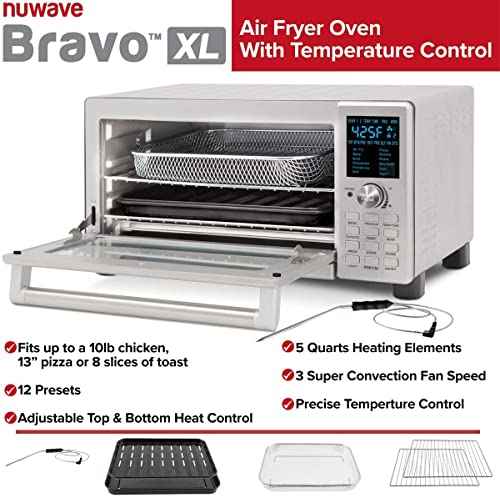 Bravo Convection Toaster Ovens Air Fryer Combo with 30QT Large Capacity For A Whole Chicken and 13" Pizza. Multi