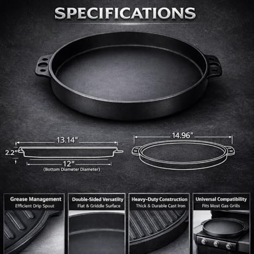 Griddles for Weber Kettle Grill Accessories 22 inch 7421 Round Cast Iron