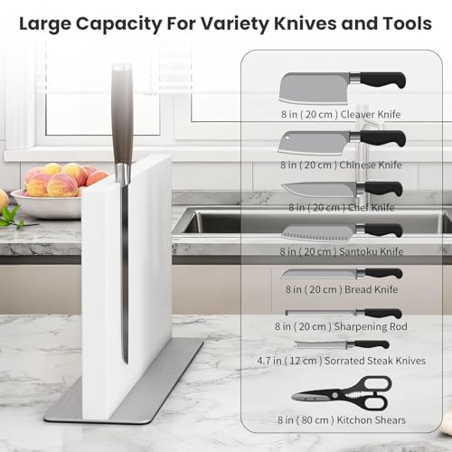 White Magnetic Knife Block Stainless Steel Magnetic Knife Holder (14 Count)