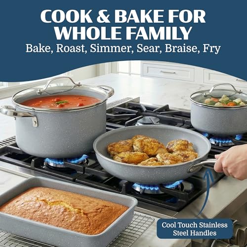 Ceraluxe 20Pc Pots and Pans Set Non Stick Ceramic Cookware Set