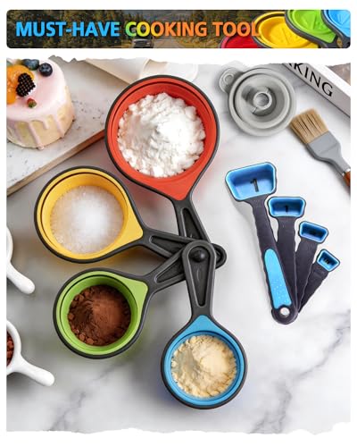 Collapsible Measuring Cups and Spoons Set with Funnel
