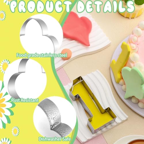 2 Pcs 5 Inch Balloon Cookie Cutter Number 1 Cookie Cutter Metal Birthday Cake Mold Fondant Cake Mold for School Party 1 Birthday One (2 Count)