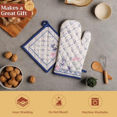 100% Cotton Oven Mitt & Pot Holder Set