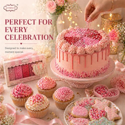 Sprinkles for Cakes & Cupcakes Decoration Assorted pack of 5 Pink Pop Sprinkles Mix Blush Pink (5 Ounce)