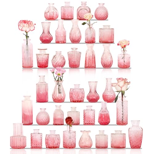 Set of 36 Glass Bud Vases Small Flower Vases for Centerpieces (36 Count)