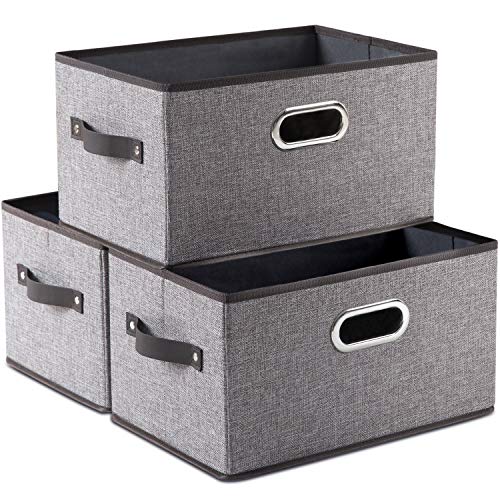 Large Foldable Storage Bins for Shelves [3 (3 Count)