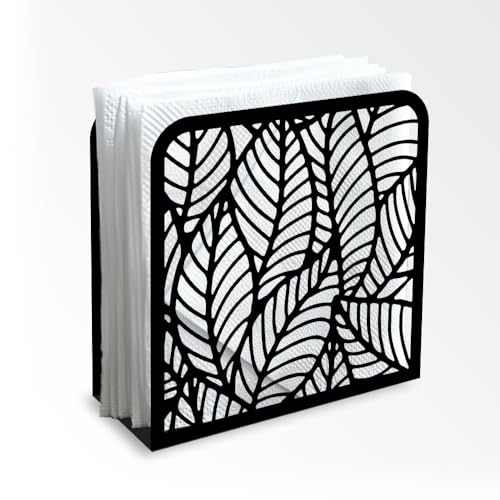 Morden Leaf Decorative Black Metal Napkin Holder for Table