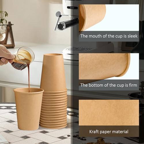 1000 Pack 12 oz Paper Cups Brown Kraft Disposable Hot Coffee Cups (1000 Count)