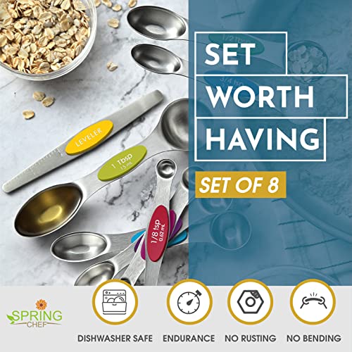 Magnetic Measuring Spoons Set of 8 for Kitchen