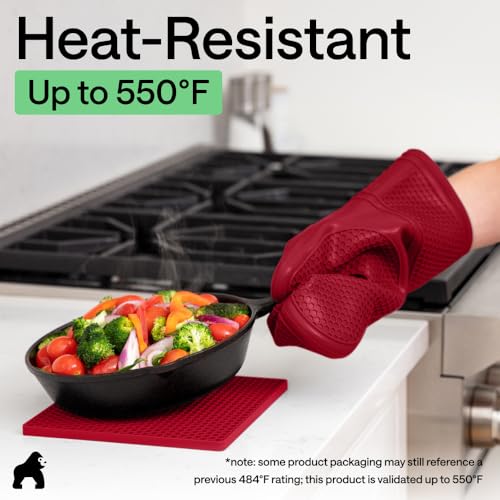 BPA Free Silicone Oven Mitts and Pot Holders Set (4 Count)