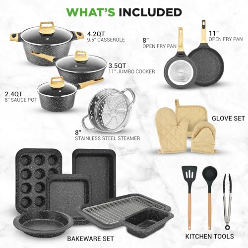 22 Piece Nonstick Ceramic Cookware Set