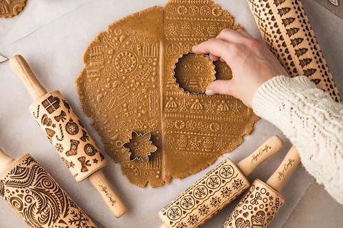 WINTER Embossing Rolling Pin for Christmas Cookies