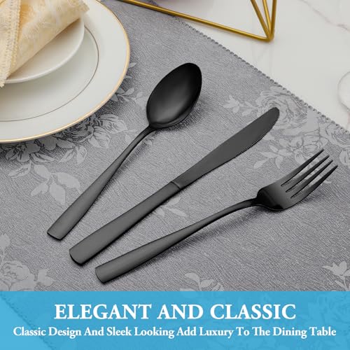 60 Pcs Black Silverware Set (60 Count)