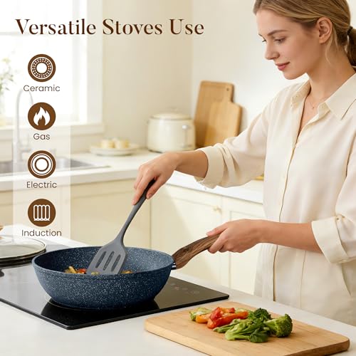 Blue Pots and Pans Set Non Stick