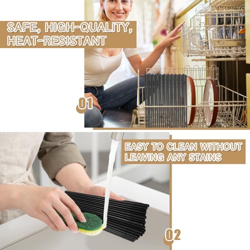 100 Pairs Fiberglass Reusable Chopsticks 9.5" Dishwasher Safe Black Cherry Chopsticks for Chinese Style Japanese Food Cooking Supplies