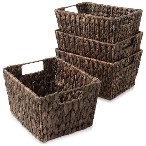 Set of 4 Water Hyacinth Storage Baskets with Handles (4 Count)