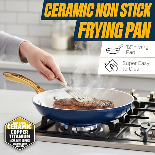 12 Pc Pots and Pans Set Non Stick Ceramic Cookware Set