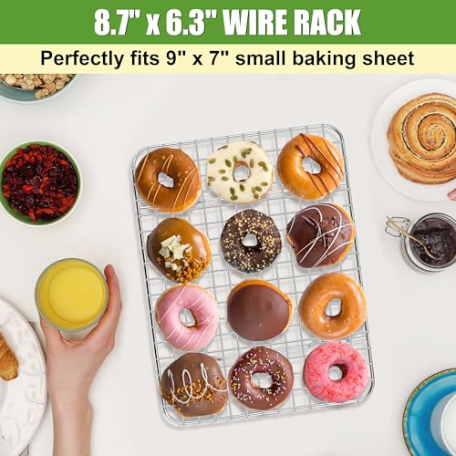 8.7"x6.3" Stainless Steel Mini Cooling Rack Set Fit 9x7 Sheet Pan