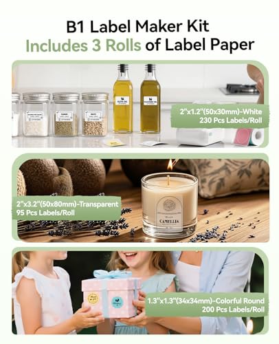 B1 Label Maker Machine with 3 Roll Tapes (3 Count)