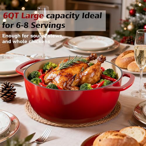 6QT Enameled Cast Iron Dutch Oven with Lid