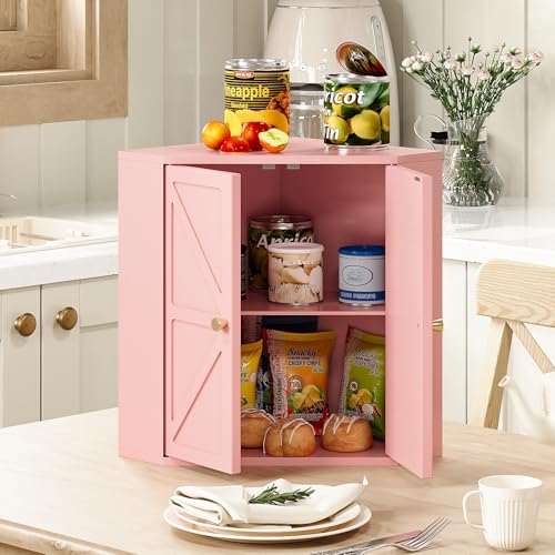 Corner Bread Box for Kitchen Counter Double Layer Bamboo Bread Storage Container Large Capacity Bread Storage Bin Farmhouse Breadbox Organizer