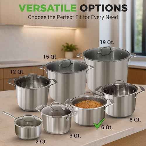 6 Quart Stainless Steel Stock Pot with Lid (6 Count)