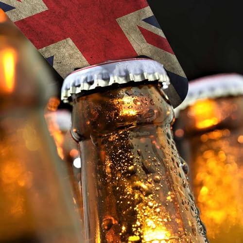 United Kingdom Flag Stainless Steel Bottle Opener Uk British National Flags with Red White Blue Flat Beer Bottle Opener Keychain for Home Kitchen Bar Restaurant Party Birthday Gift