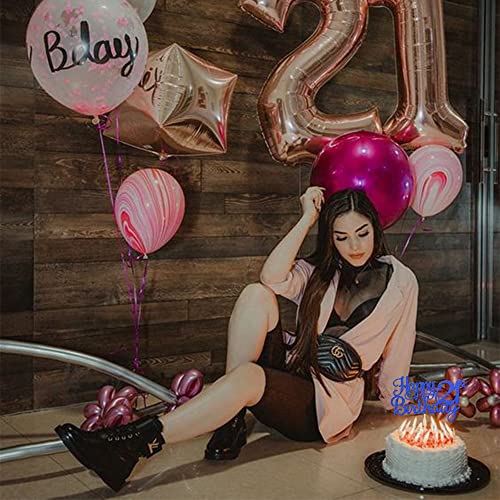 1 PCS Happy 21st Birthday Cake Topper Glitter Cheers to 21 Years Cake Pick 21 Fabulous Cake Decoration for 21st Birthday Theme Party Decorations Supplies Blue