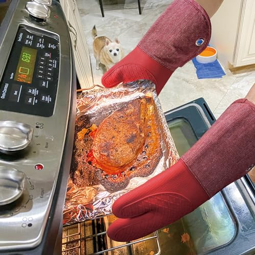 Professional Microwave Silicone Oven Mitts one Pair (3 Count)