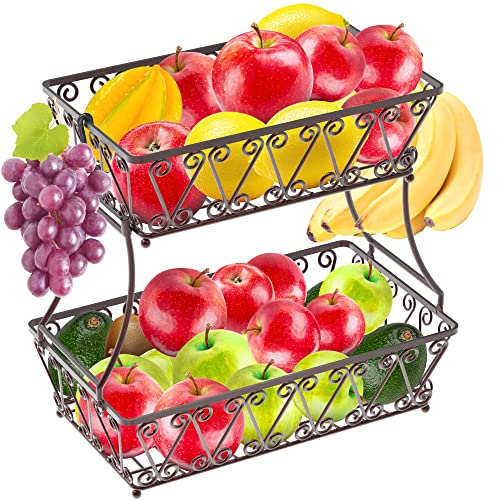 2 Tier Countertop Fruit Basket Bowl Storage (24 Count)