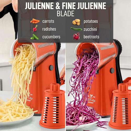 Rotary Cheese Grater Manual Hand Crank 5 Blade Shredder