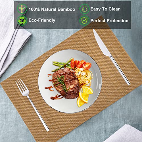 Set of 8 Pcs Bamboo Placemats Sushi Rolling Mat Japanese Style Natural Anti (8 Count)