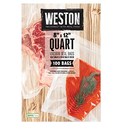 8" x 12" Quart Vacuum Sealer Bags For Meal Prep & Sous Vide (100 Count)