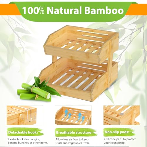 Bamboo Fruit Basket for Kitchen