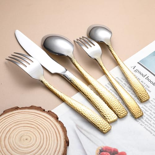 Hammered Silverware Set For 4 (20 Count)