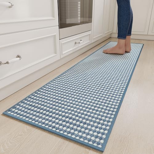 Long Kitchen Runner Rugs Kitchen Mat Non Slip Washable Blue 17"x71"