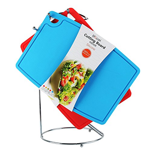 Thick Cutting Boards for Kitchen Silicone Chopping Board Set of 2 Mid 12.6'' x 9.1”