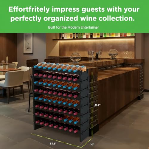 72 Bottle Wine Rack Stackable Bamboo Freestanding (72 Count)