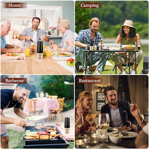 Rechargeable Salt and Pepper Grinder Set Gravity