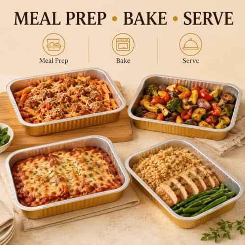 35 Pack Aluminum Pans Half Size 9x13 Extra Heavy Duty (35 Count)