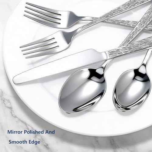 60Piece Hammered Silverware Set (60 Count)