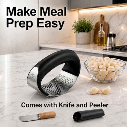 Stainless Steel Garlic Press Rocker Set