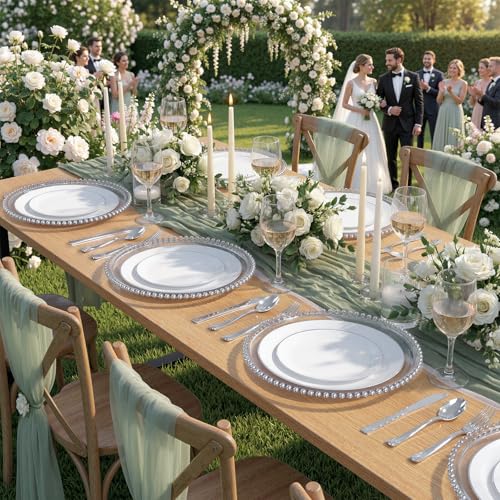 200PCS Silver Plastic Plates (200 Count)
