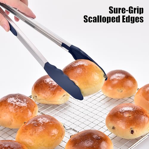 Kitchen Tongs with Silicone Tips for Cooking Serving