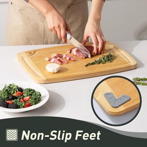 Bamboo Cutting Board Set Non Slip Feet Over Sink Brides Her Wedding Day Bridal Shower Engaged Engagement Hostess Couple Newly Wed House Christmas Married Future Mrs fiancee Unique Cool Gifts (2 Count)