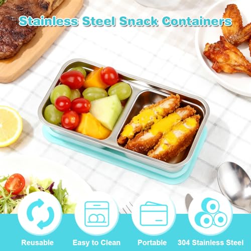 4 Pack Stainless Steel Snack Containers with Lids (4 Count)