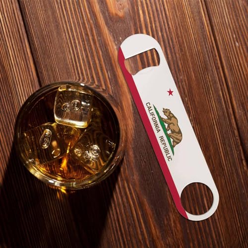 State of California Flag Stainless Steel Bottle Opener Bear National Star Insignia Landmark Flat Beer Bottle Opener Keychain for Home Kitchen Bar Restaurant Party Birthday Gift