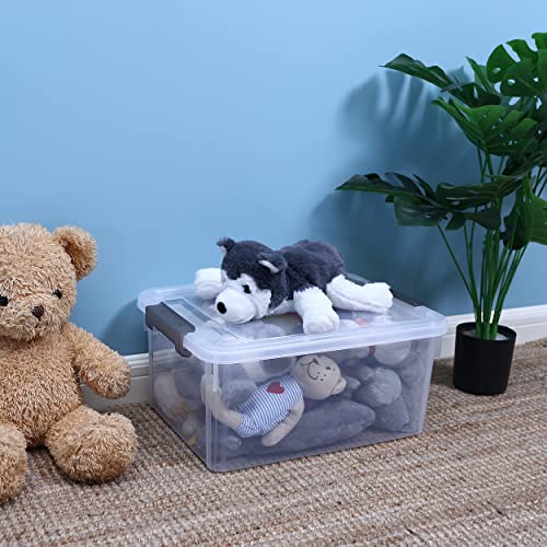 17 QT Plastic Storage Bins with Latching Lids Stackable Storage Containers for Organizing Large Clear Storage Box for Garage (8 Count)